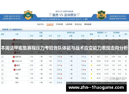 本周法甲密集赛程压力考验各队体能与战术应变能力表现走向分析
